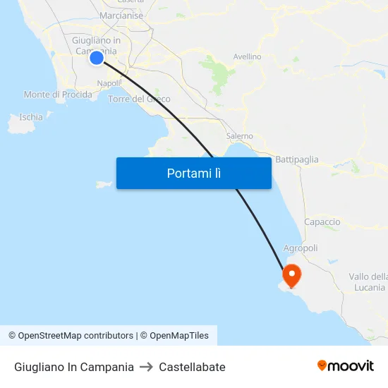 Giugliano In Campania to Castellabate map