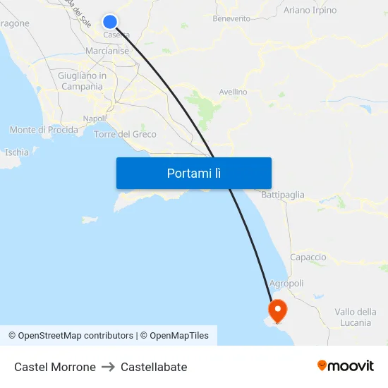 Castel Morrone to Castellabate map