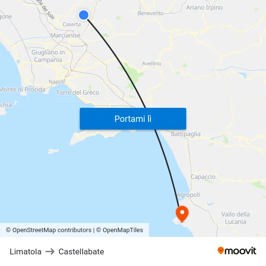 Limatola to Castellabate map