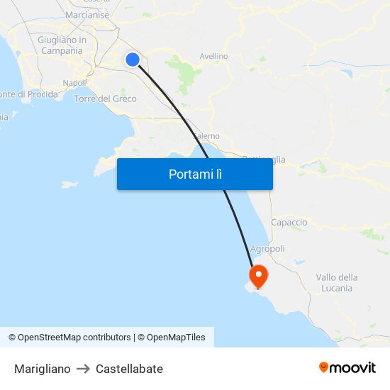 Marigliano to Castellabate map