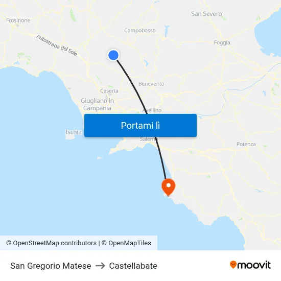 San Gregorio Matese to Castellabate map
