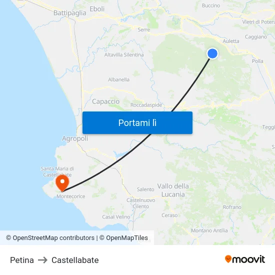 Petina to Castellabate map