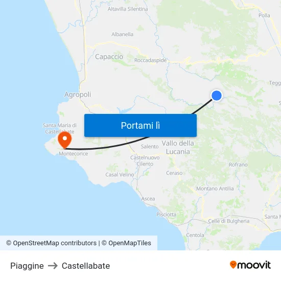 Piaggine to Castellabate map