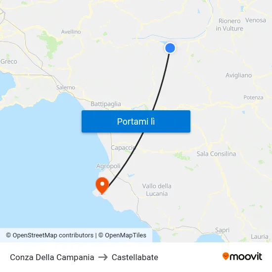 Conza Della Campania to Castellabate map