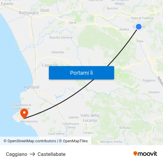 Caggiano to Castellabate map