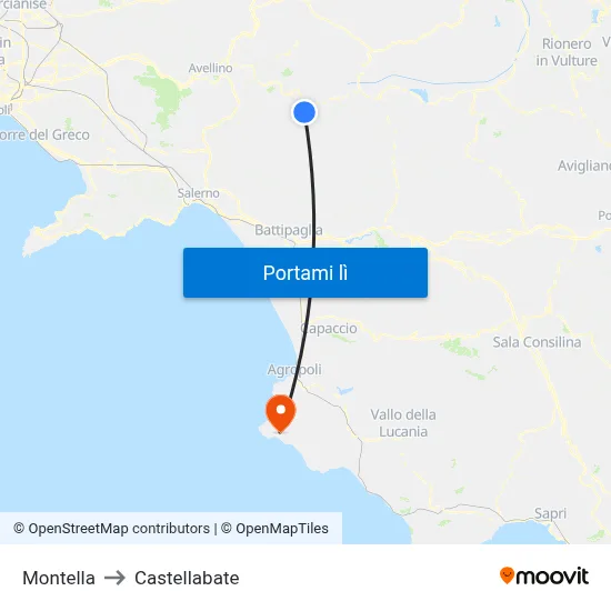 Montella to Castellabate map
