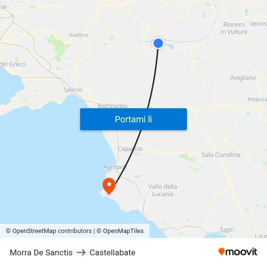 Morra De Sanctis to Castellabate map