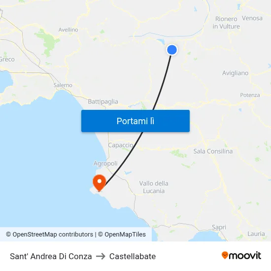 Sant' Andrea Di Conza to Castellabate map