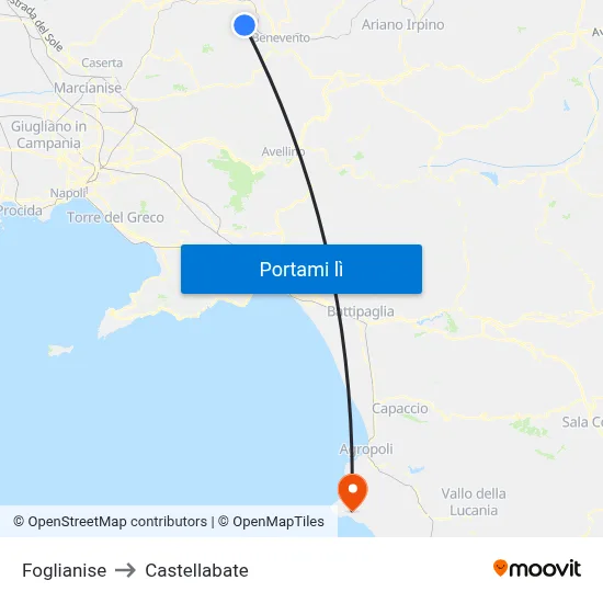 Foglianise to Castellabate map