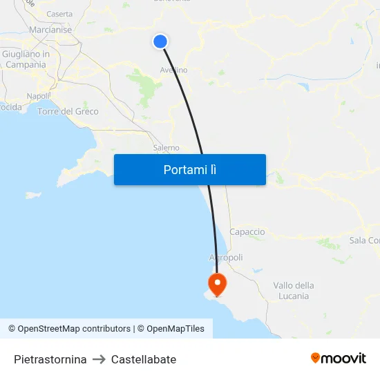 Pietrastornina to Castellabate map