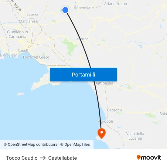 Tocco Caudio to Castellabate map