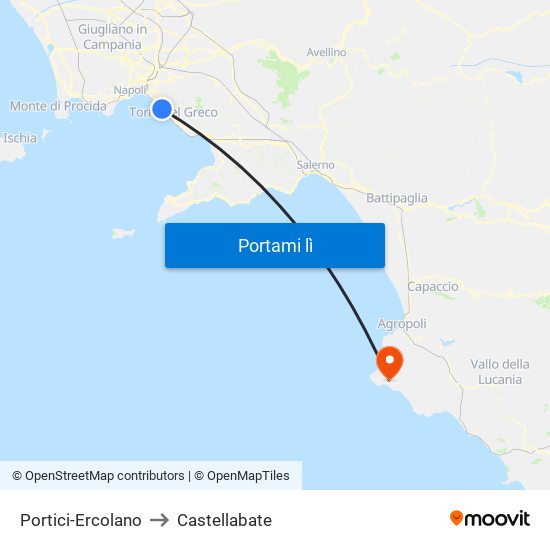 Portici-Ercolano to Castellabate map