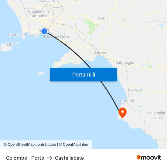 Colombo - Porto to Castellabate map