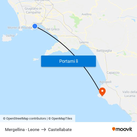 Mergellina - Leone to Castellabate map