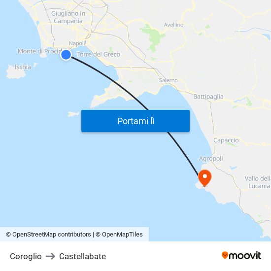 Coroglio to Castellabate map