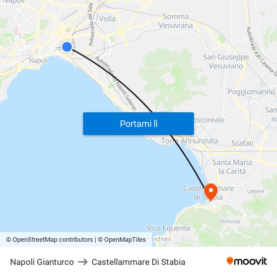 Napoli Gianturco to Castellammare Di Stabia map