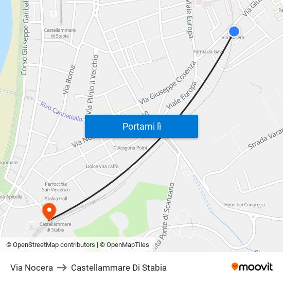 Via Nocera to Castellammare Di Stabia map