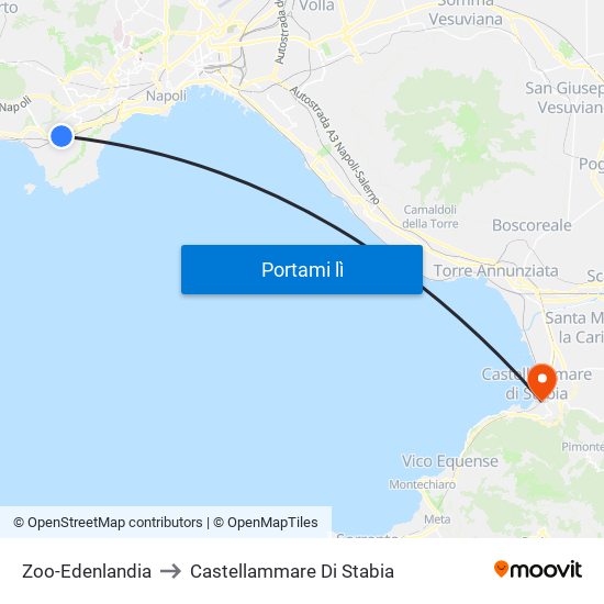 Zoo-Edenlandia to Castellammare Di Stabia map