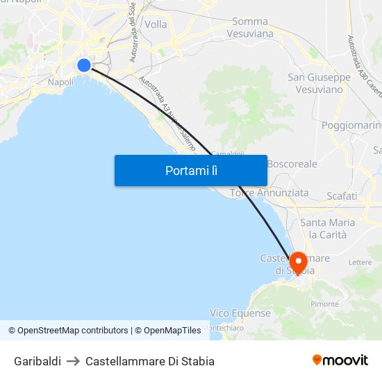 Garibaldi to Castellammare Di Stabia map