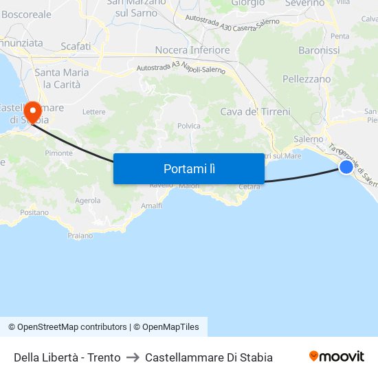 Della Libertà - Trento to Castellammare Di Stabia map