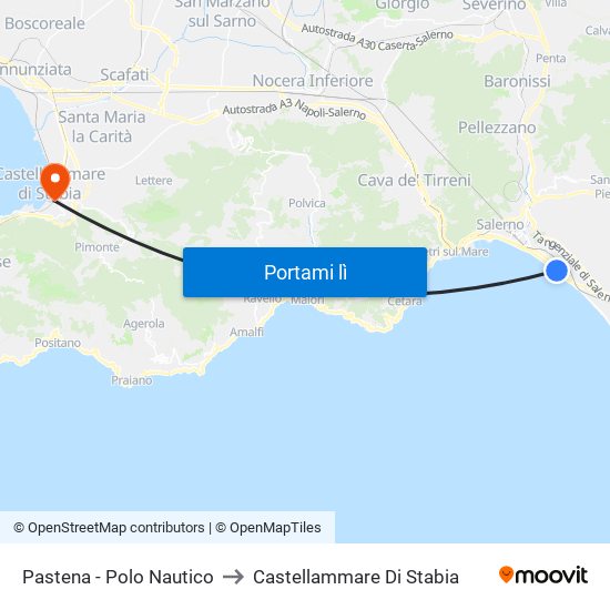 Pastena  - Polo Nautico to Castellammare Di Stabia map