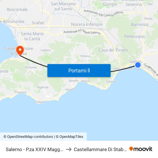 Salerno - P.za XXIV Maggio to Castellammare Di Stabia map
