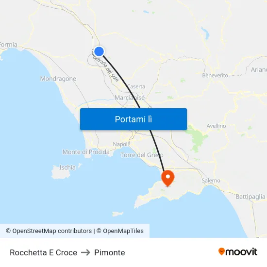 Rocchetta E Croce to Pimonte map