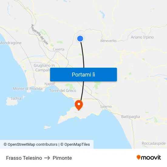 Frasso Telesino to Pimonte map