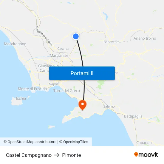 Castel Campagnano to Pimonte map