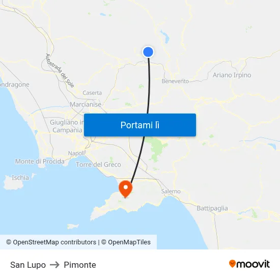 San Lupo to Pimonte map