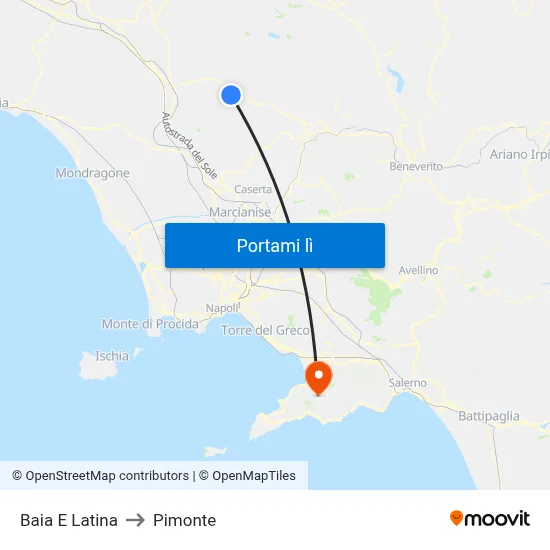 Baia E Latina to Pimonte map