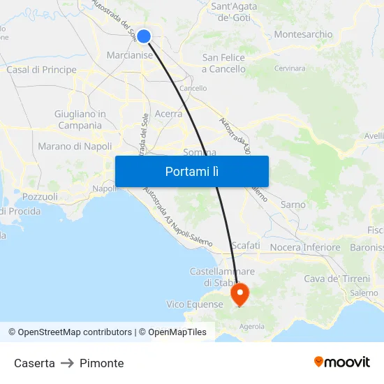 Caserta to Pimonte map