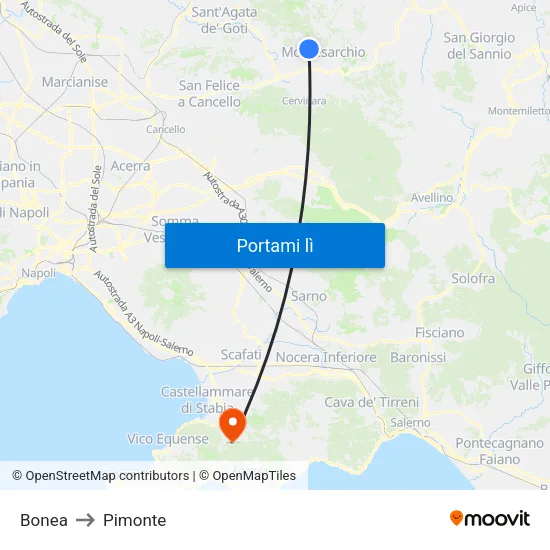 Bonea to Pimonte map