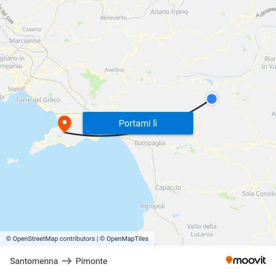 Santomenna to Pimonte map
