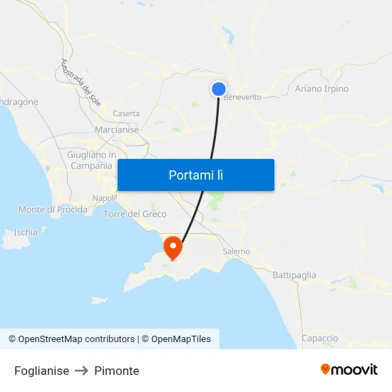 Foglianise to Pimonte map