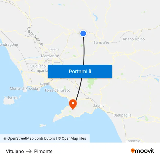 Vitulano to Pimonte map