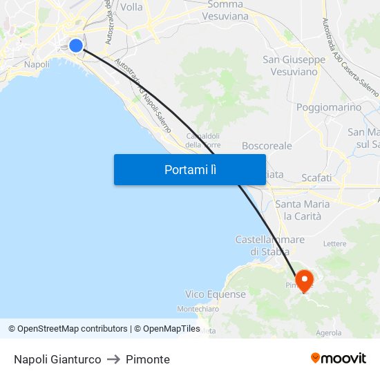 Napoli Gianturco to Pimonte map