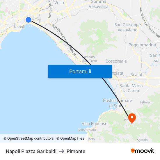 Napoli Piazza Garibaldi to Pimonte map