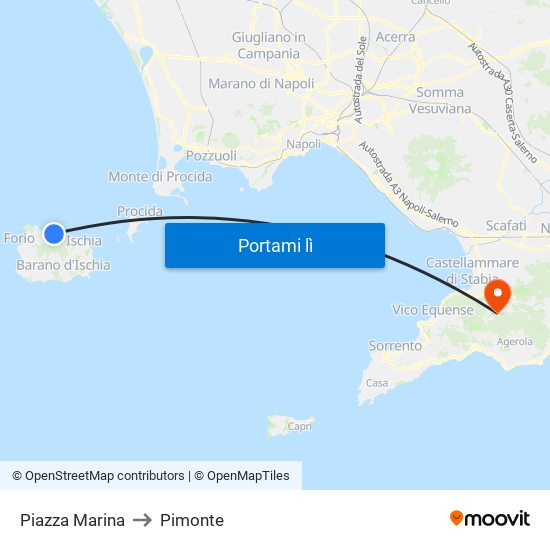 Piazza Marina to Pimonte map