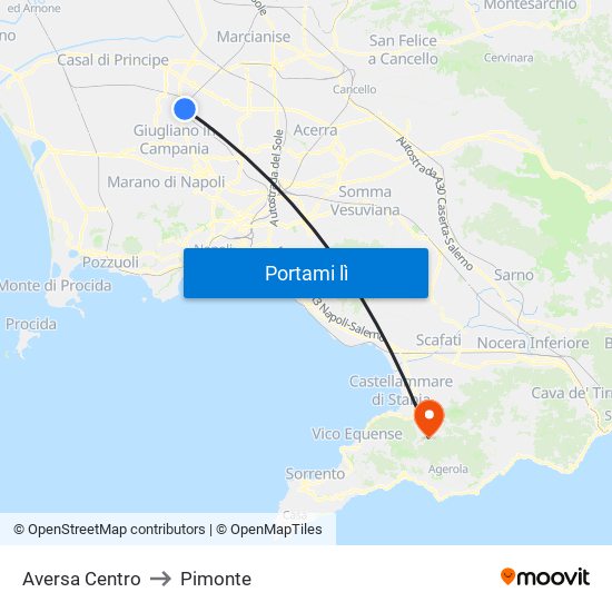 Aversa Centro to Pimonte map