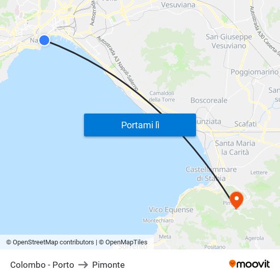 Colombo - Porto to Pimonte map