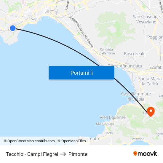 Tecchio - Campi Flegrei to Pimonte map