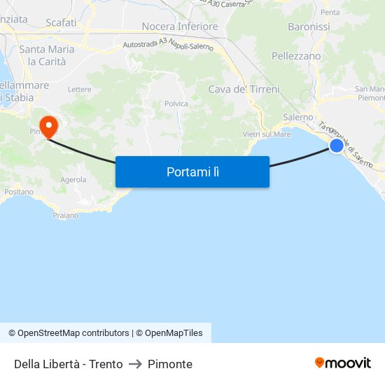 Della Libertà - Trento to Pimonte map