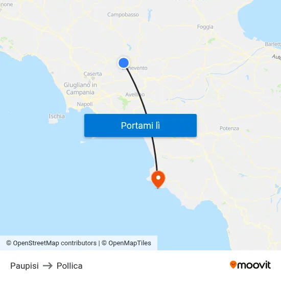 Paupisi to Pollica map