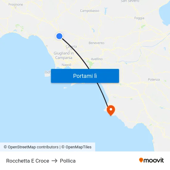 Rocchetta E Croce to Pollica map