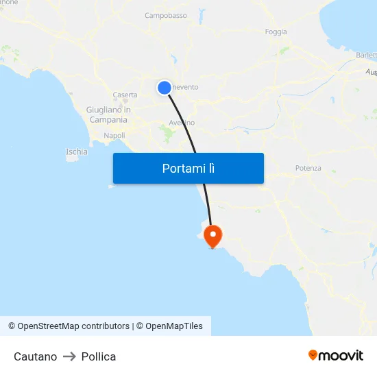 Cautano to Pollica map
