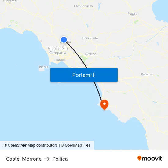 Castel Morrone to Pollica map