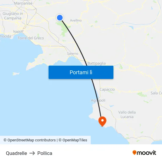 Quadrelle to Pollica map