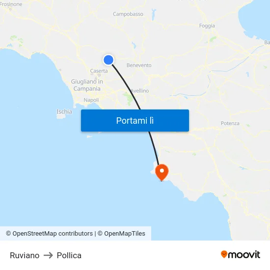 Ruviano to Pollica map