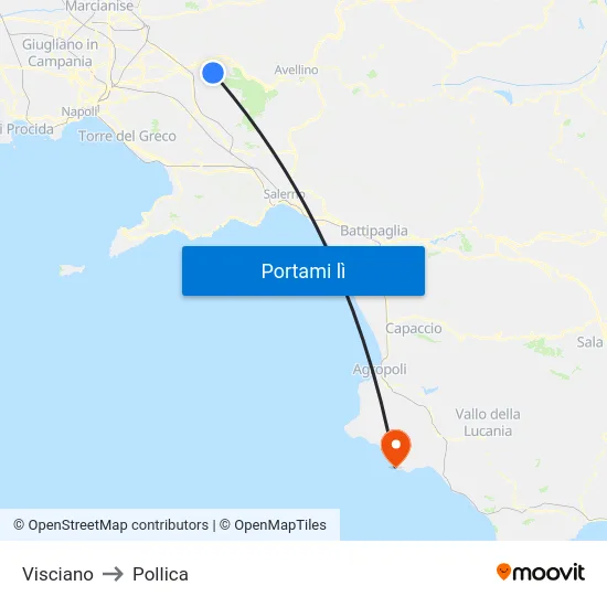 Visciano to Pollica map